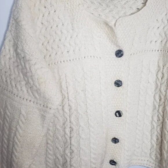Carraig Donn Merino Wool Sweater Cardigan M Womens Fisherman Ireland Cable Knit - Picture 3 of 9